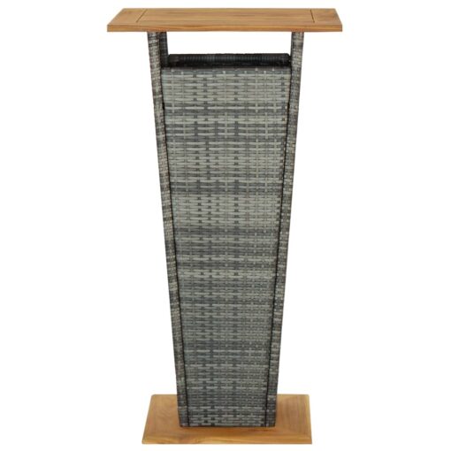 vidaXL Bar Table Grey 60x60x110 cm Poly Rattan and Solid Acacia Wood - Image 2