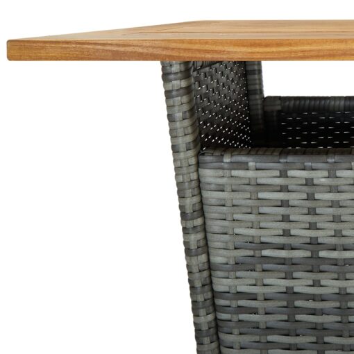 vidaXL Bar Table Grey 60x60x110 cm Poly Rattan and Solid Acacia Wood - Image 4