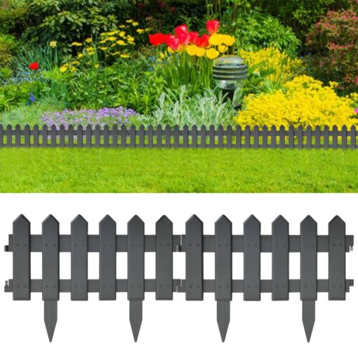 vidaXL Lawn Edgings 25 pcs Anthracite 10 m PP