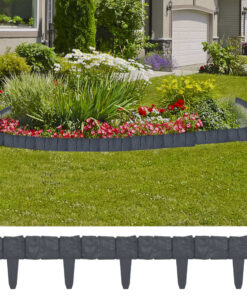 vidaXL Lawn Fence Stone Look 41 pcs Plastic 10 m