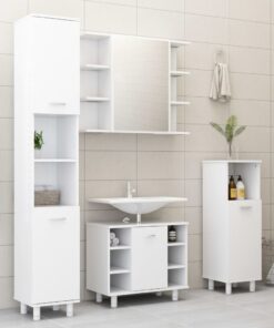 vidaXL 4 Piece Bathroom Furniture Set White Engineered Wood