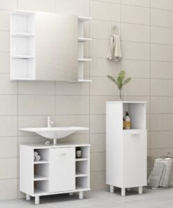 vidaXL 3 Piece Bathroom Furniture Set White Engineered Wood
