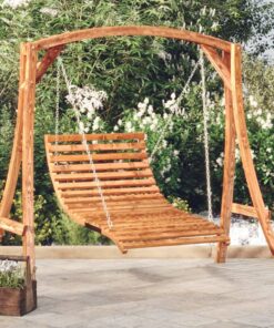 vidaXL Swing Bed Solid Bent Wood with Teak Finish 115x147x46 cm