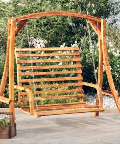 vidaXL Swing Bench Solid Bent Wood with Teak Finish 126x63x92 cm