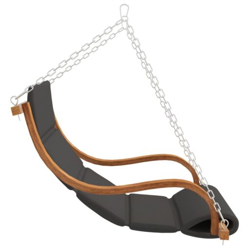 Swing Chair with Cushion Solid Bent Wood with Teak Finish - Image 2