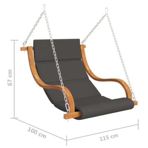 Swing Chair with Cushion Solid Bent Wood with Teak Finish - Image 3