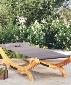 vidaXL Outdoor Lounge Bed 100x188.5x44 cm Solid Bent Wood Anthracite