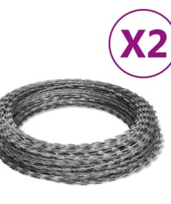 vidaXL Razor Wires Helical Wire Rolls 2 pcs Galvanized Steel 100 m