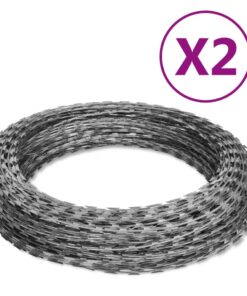 vidaXL Razor Wires Helical Wire Rolls 2 pcs Galvanized Steel 60 m