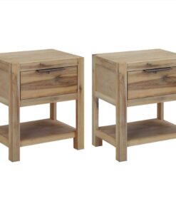 vidaXL Nightstands with Drawers 2 pcs 40x30x48 cm Solid Acacia Wood