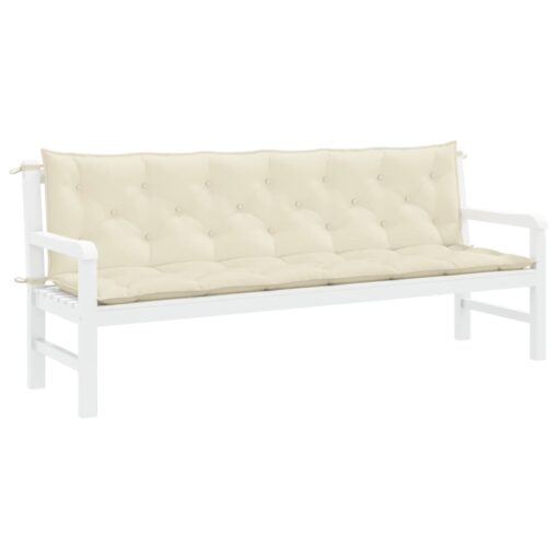 vidaXL Garden Bench Cushion Cream White 200x(50+50)x7cm Oxford Fabric