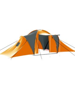 vidaXL Camping Tent 9 Persons Fabric Grey and Orange