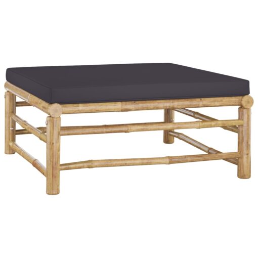 vidaXL 7 Piece Garden Lounge Set with Dark Grey Cushions Bamboo - Image 4