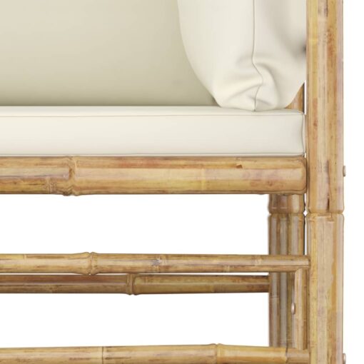vidaXL 9 Piece Garden Lounge Set with Cream White Cushions Bamboo - Image 3