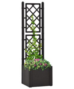 vidaXL Garden Raised Bed with Trellis and Self Watering System Anthracite