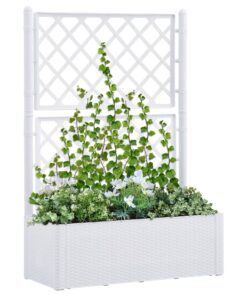 vidaXL Garden Raised Bed with Trellis and Self Watering System White