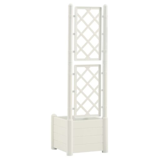 Garden Planter with Trellis 43x43x142 cm PP White - Image 3