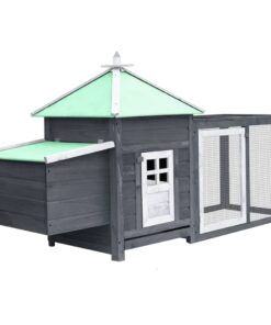 vidaXL Chicken Coop with Nest Box Grey 190x72x102 cm Solid Firwood