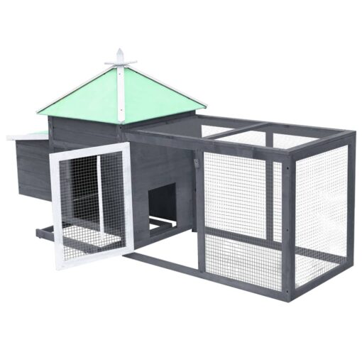 Chicken Coop with Nest Box Grey 190x72x102 cm Solid Firwood - Image 2