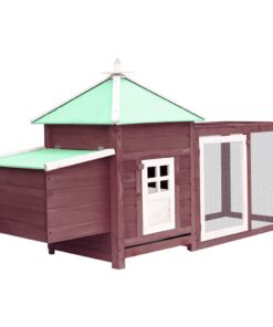 vidaXL Chicken Coop with Nest Box Mocha 190x72x102 cm Solid Firwood