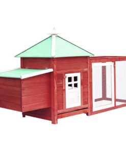 vidaXL Chicken Coop with Nest Box Red 190x72x102 cm Solid Firwood