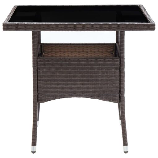 3 Piece Garden Dining Set Brown Poly Rattan and Glass - Image 2