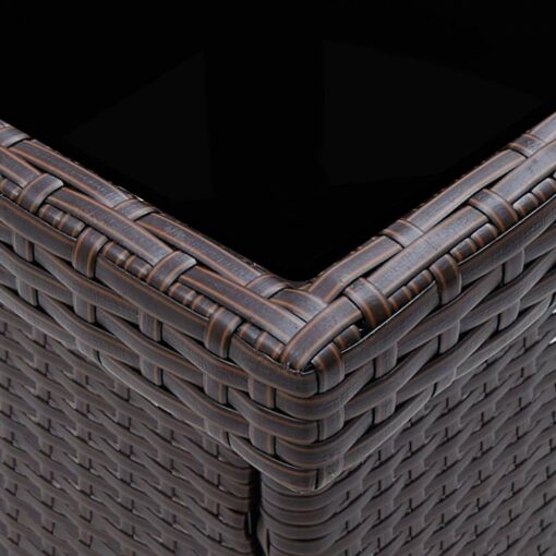 3 Piece Garden Dining Set Brown Poly Rattan and Glass - Image 3