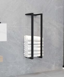 vidaXL Towel Rack Black 12.5x12.5x60 cm Iron