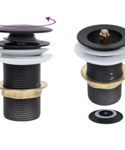 vidaXL Push Drain without Overflow Function Black 6.4x6.4x9.1 cm