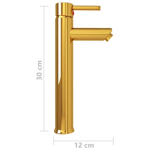 vidaXL Bathroom Mixer Tap Gold 12x30 cm - Image 3