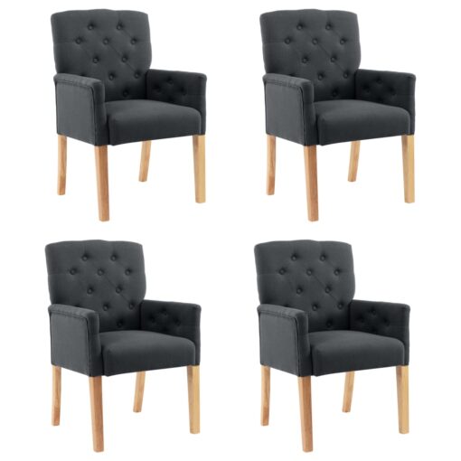 vidaXL Dining Chairs with Armrests 4 pcs Grey Fabric