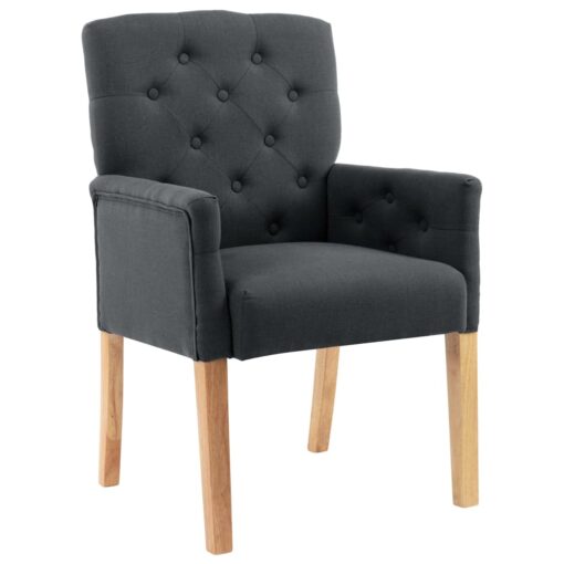 vidaXL Dining Chairs with Armrests 4 pcs Grey Fabric - Image 2