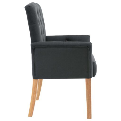 vidaXL Dining Chairs with Armrests 4 pcs Grey Fabric - Image 3
