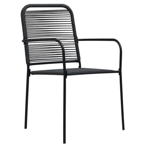vidaXL 9 Piece Garden Dining Set Cotton Rope and Steel Black - Image 4