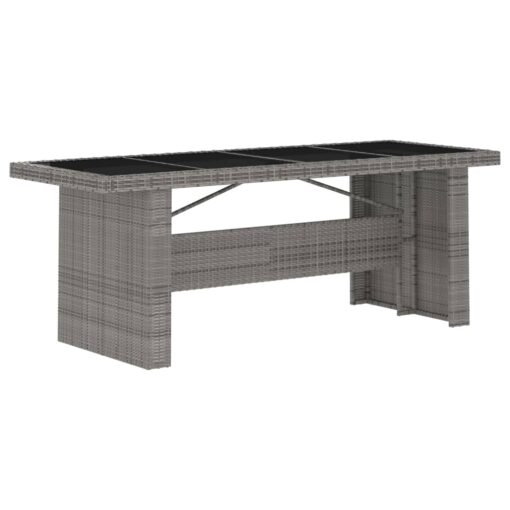 7 Piece Outdoor Dining Set with Cushions Poly Rattan Grey - Image 2