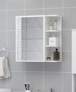 vidaXL Bathroom Mirror Cabinet White 62.5x20.5x64 cm Engineered Wood