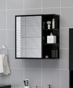 vidaXL Bathroom Mirror Cabinet Black 62.5x20.5x64 cm Engineered Wood