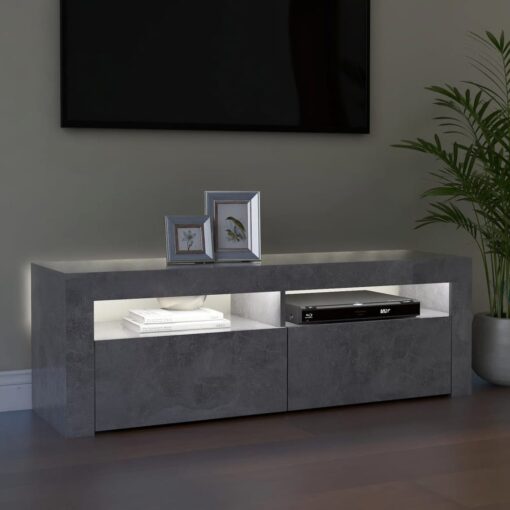 vidaXL TV Cabinet with LED Lights Concrete Grey 120x35x40 cm - Image 2