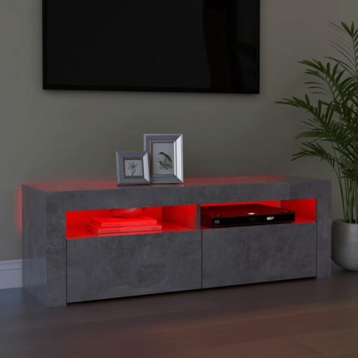 vidaXL TV Cabinet with LED Lights Concrete Grey 120x35x40 cm - Image 3