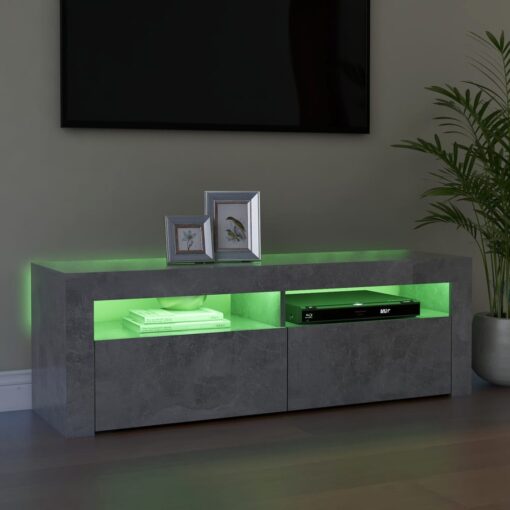vidaXL TV Cabinet with LED Lights Concrete Grey 120x35x40 cm - Image 4