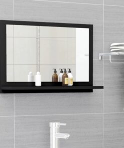 vidaXL Bathroom Mirror Black 60x10.5x37 cm Engineered Wood