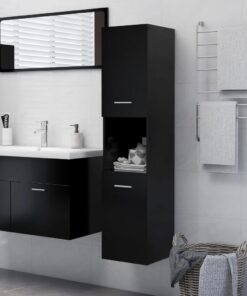 vidaXL Bathroom Cabinet Black 30x30x130 cm Engineered Wood