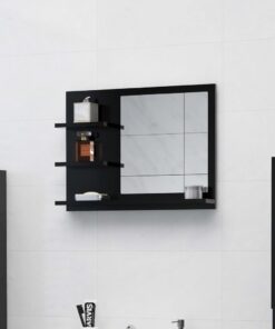 vidaXL Bathroom Mirror Black 60x10.5x45 cm Engineered Wood