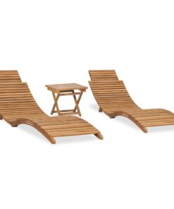 vidaXL 3 Piece Folding Garden Lounge Set Solid Teak Wood