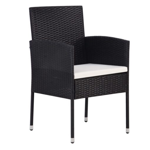  5 Piece Garden Dining Set Poly Rattan Black - Image 2