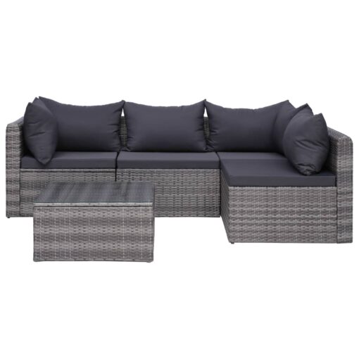 vidaXL 7 Piece Garden Lounge Set with Cushions Poly Rattan Grey - Image 3