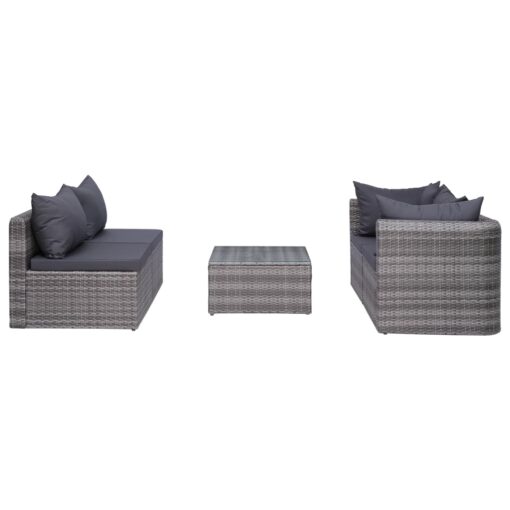 vidaXL 7 Piece Garden Lounge Set with Cushions Poly Rattan Grey - Image 4