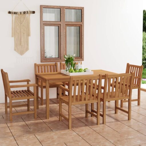 vidaXL 7 Piece Garden Dining Set Solid Teak Wood