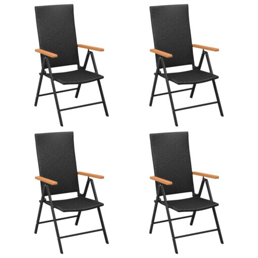  5 Piece Garden Dining Set Black and Brown - Image 3