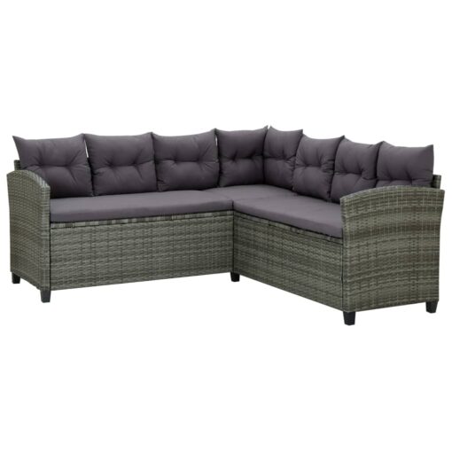 6 Piece Garden Lounge Set with Cushions Poly Rattan Grey - Image 2